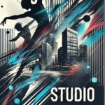 graphic design of the project with dancers in an urban landscape