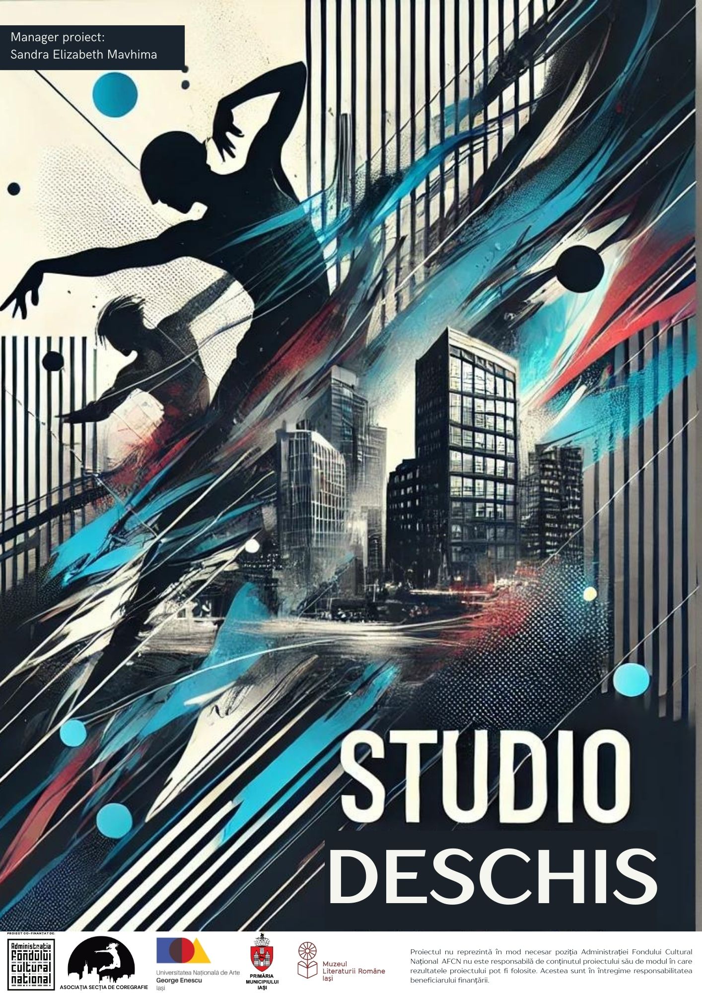graphic design of the project with dancers in an urban landscape